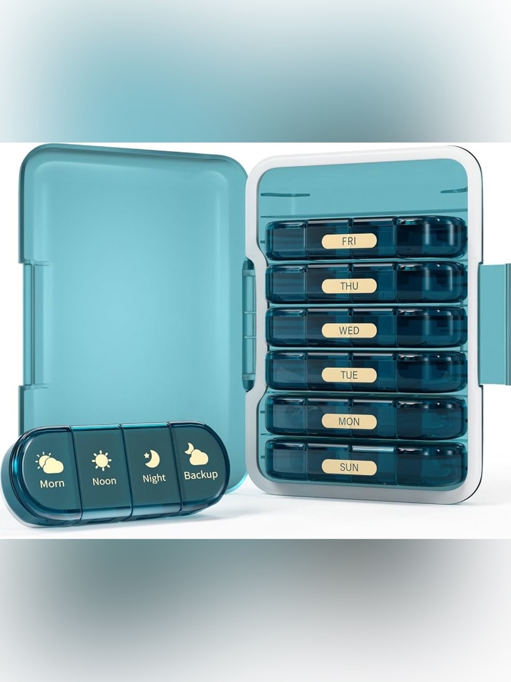 Weekly Pill Organizer 4 Times a Day, 7 Day Pill Box 4X, Portable for Travel Pill